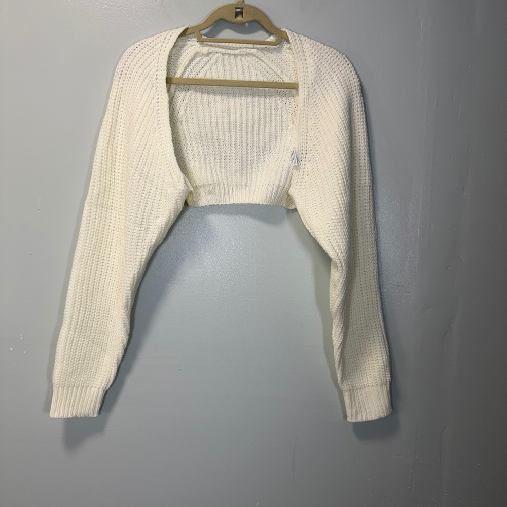 SHEIN Women Ivory White Chunky Knit Shrug Bolero Sweater Small